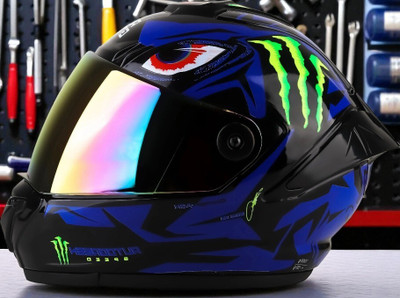 deletion Monster Speed ABS Material with Rainbow Visor (NN-1) Motorbike Helmet(Blue)