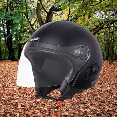 OZONE Zzz Plain_OF_Unisex_largesize_Oz047 Motorbike Helmet(Black)