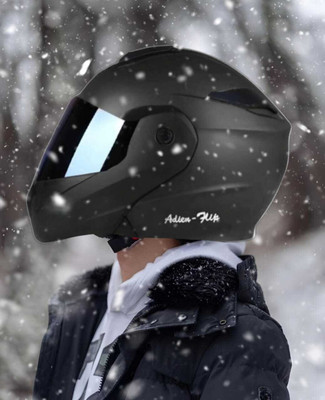 Agx Deletion Flipup ABS Material with Rainbow Visor Motorbike Helmet(Black)