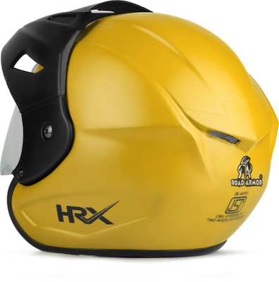 ROAD ARMOR ABS Material Half Face Stylish Helmet with Clear Visor For Men & Women Motorbike Helmet(Yellow)