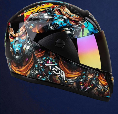 deletion Rado Cyborg with Anti UV Rainbow Visor, ABS Material, Unisex (OO-1) Motorbike Helmet(Multicolor)