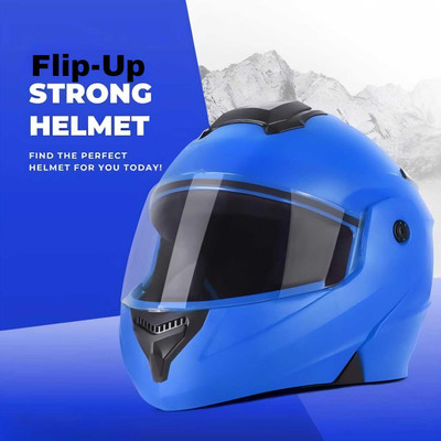 Agx Flipup with Polycarbonate Visor ABS Material Motorbike Helmet(Blue)