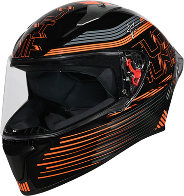 STUDDS Thunder D11 ISI Certified Full Face Graphic with Clear Visor Motorbike Helmet(BLACK N10)