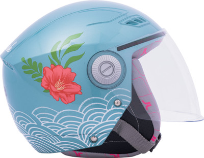 TVARRA Lilt Open Face Aqua Blue Women's Helmet, Medium, Printed Design, ISI certified Motorbike Helmet(Aqua Blue)