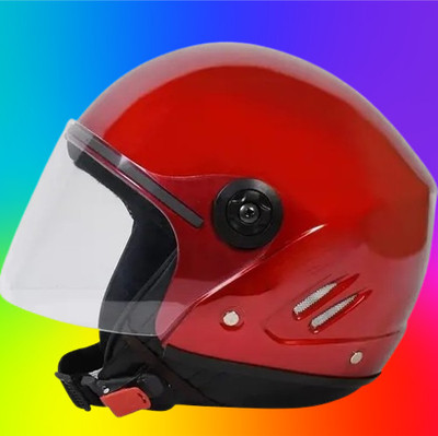 Lxt Red_Half_face_Helmet_with ISI Certified_RE_41 Motorbike Helmet(Red)