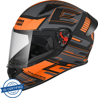 STUDDS Thunder Full Face Helmet D3 with Clear Visor (Matt Black N10, L) Motorbike Helmet(Matt Black)