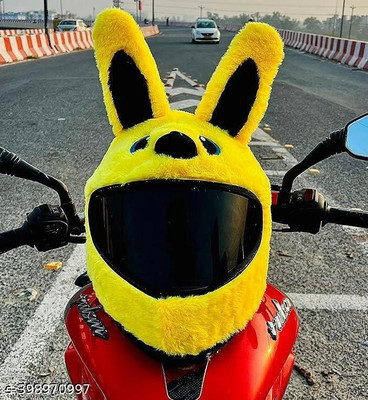 BestLook Motorcycle Helmet Cover Fancy – White Bunny Rabbit - 35 cm (Yellow) Motorbike Helmet(Yellow)
