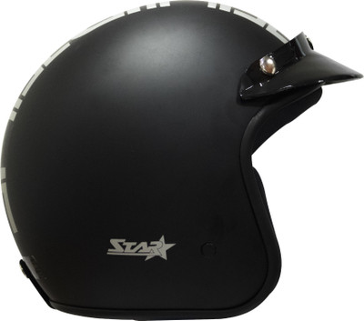 TURTLE Star With Peak Half Face Clear Visor M-58 cm Motorbike Helmet(Black)