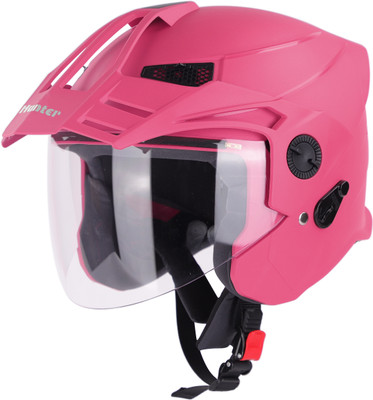 Steelbird SBH-23 Hunter ISI Certified Open Face Helmet Motorbike Helmet(Dashing Pink with Clear Visor)