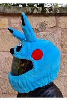 V VANTRA GA-ZI-BLUE COLOUR PIKACHU HELMET COVER Motorbike Helmet (Blue) Motorbike Helmet(Blue)