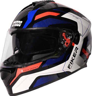STUDDS Drifter D5 Fiker ISI Certified with Dual Visor & Spoiler Full Face Helmet Helmet Motorbike Helmet(Black, Blue)