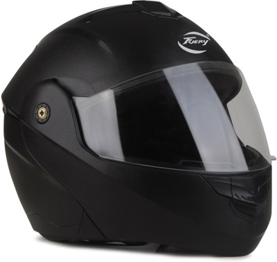 fuery Flipup Transparent visor Black TFU-91 Motorbike Helmet(Black)