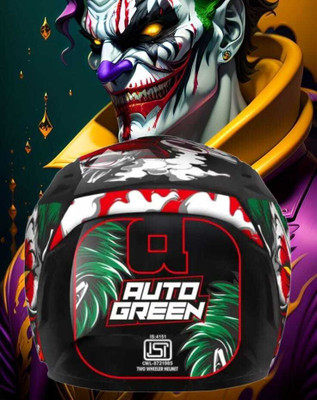 Agx Autogreen Agn Monster Clown with ABS Material Rainbow Visor Motorbike Helmet(Multicolor)
