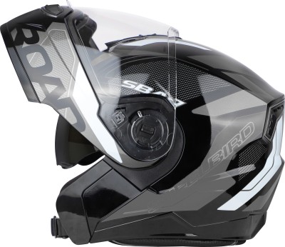 Steelbird Air SBA-7 ISS ROAD BLACK GREY M SIZE 580 MM FLIP UP Motorbike Helmet(GLOSSY)