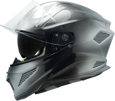 Steelbird SBH-25 Breeze On Ombre 7Wings ISI Certified Full Face Helmet for Men & Women Motorbike Helmet(Glossy Black Silver with Inner Smoke Sun Shield)