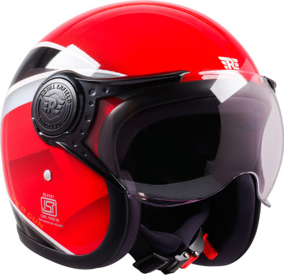 ROYAL ENFIELD Jet Sonic Graphics Open Face with Visor ISI & DOT Certified Helmet Motorbike Helmet(Red)