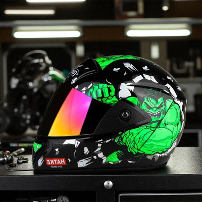 TRINOS Hulk with Rainbow Visor ABS Material (OO-1) Motorbike Helmet(Black)