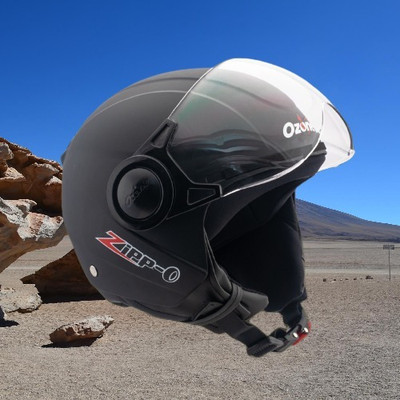 OZONE Zippo plain_OF_Unisex_largesize_Oz079 Motorbike Helmet(Black)
