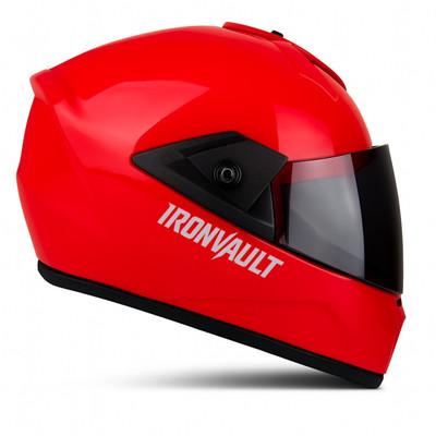 IRONVAULT Fighter Unbreakable PC Smoke Visor, ABS Material Motorbike Helmet(Red)