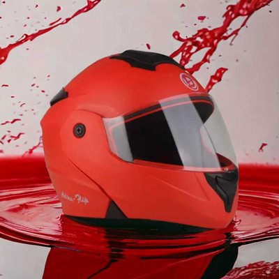 Agx Flipup with with Anti UV Polycarbonate Visor ABS Material Unisex Motorbike Helmet(Red)