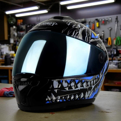 deletion Speed Smk with Anti UV Rainbow Visor ABS Material Unisex (PP-1) Motorbike Helmet(Blue)