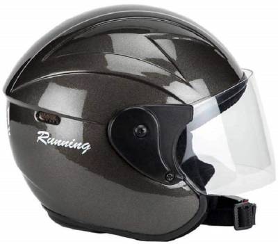 Montex Half Face Helmet with Cap Printed Sticker Plain Visor & Strap for Sooty & Bike Motorbike Helmet