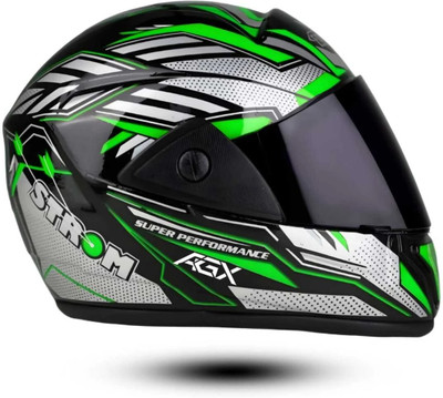 FOROLY Rado Full Face ABS Material with Black Visor Motorbike Helmet(Green)