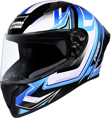 STUDDS Thunder Flash Full Face ISI & DOT Certified Helmet with Spoiler and Clear Visor Motorbike Helmet(BLACK - BLUE)