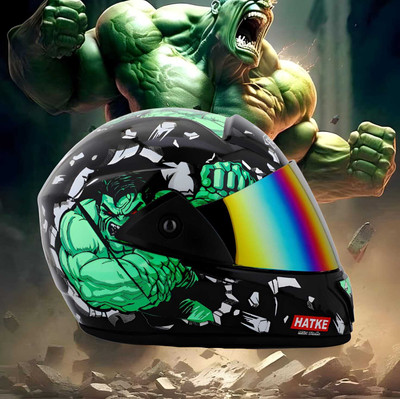 Agx Hulk Rado with Rainbow Visor ABS Material Motorbike Helmet(Black)