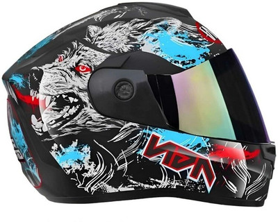 deletion Autogreen Agn Monster Wolf with ABS Material Rainbow Visor (MM-1) Motorbike Helmet(Multicolor)