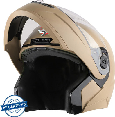 Steelbird SBA-7 7Wings ISI Certified Flip-Up Helmet for Men and Women Motorbike Helmet(Beige)