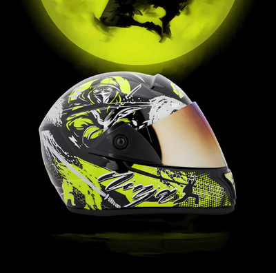 Agx Ninja Rado with Rainbow Visor ABS Material Motorbike Helmet(Neon)