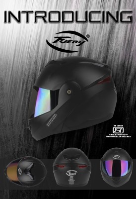 fuery Rainbow flipup helmet for males & females RFU-11 Motorbike Helmet(Black)