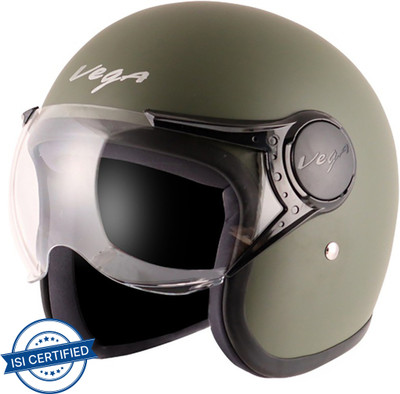 VEGA Jet W/Visor Motorbike Helmet(Dull Army Green)