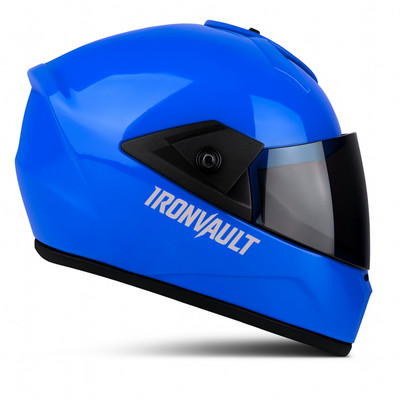 IRONVAULT Fighter Unbreakable PC Visor, ABS Material Motorbike Helmet(Blue)