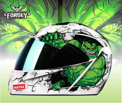 Agx Hulk Rado ABS Material with Rainbow Visor Motorbike Helmet(Green)