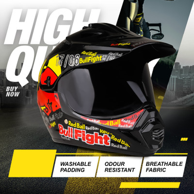 FOROLY X8 BullFight Motocross with PC Visor Stylish Graphics Unisex Motorbike Helmet(Multicolor)