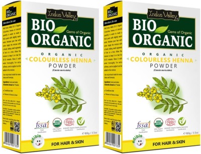 Indus Valley BIO Organic Colourless HENNA (Cassia Auriculata) with Color Recipe Book- Twin Set(200 g)