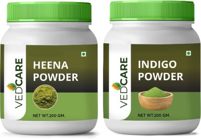 Vedcare Natural Dye for Black Hair (Henna Leaves Powder, Indigo Leave Powder Combo Pack)(400 g)