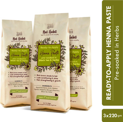 Nat Habit Ready to Apply Henna Paste,Organic,Mehandi Hair Color for Rich Brown shade(660 g)
