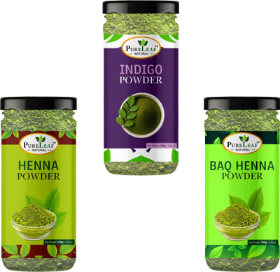 PURELEAF Henna, BAQ Henna & Indigo Powder Combo | Natural Black-Brown Hair Color | Each(100 g)