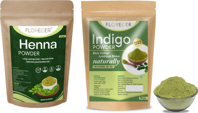 FLORECER Henna Powder + Indigo Powder For Hair Color- Each 100 Gram(200 g)