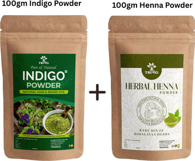 Trivang Henna Powder + Indigo Powder For Hair Color- Each 100 Gram(200 g)