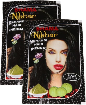 Shama Nikhar Black Coloured Hair Mehandi For Unisex - Pack Of 2 (45g)(90 g)