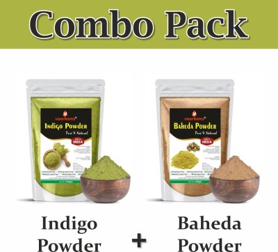 voorkoms Premium Indigo Powder With Baheda Powder Natural Hair Color, Herbal Blend(100 g)