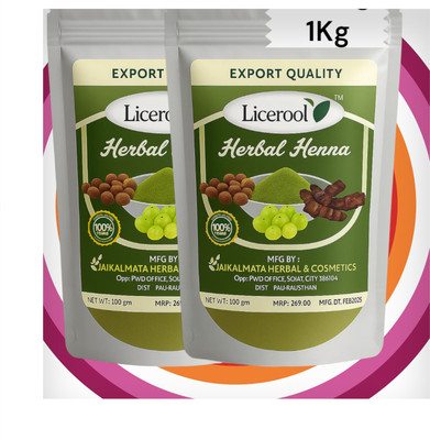 Licerool Natural Colouring Mehandi powder New Pack(999 g)