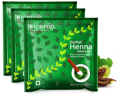 RICHFEEL Henna Mehendi Powder| Natural Hair Colour with Amla|100 g (Pack of 3)(300 g)