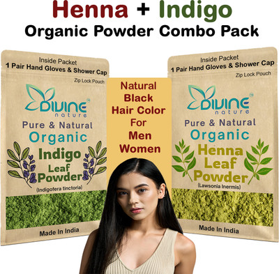 Divine Nature Pure & Natural Henna and Indigo powder combo for hair(200 g)