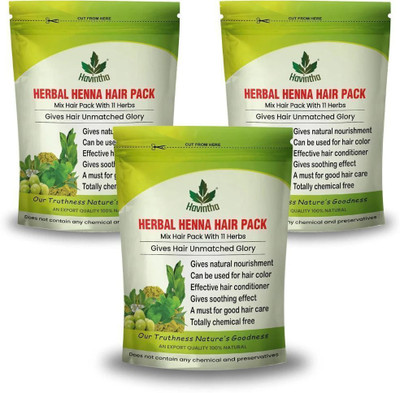 Havintha Herbal Henna Hair Pack 11 Herbs Mehandi Powder For Hair Color - Each 227g(681 g)