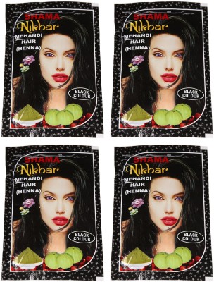Shama Nikhar Black Coloured Hair Mehandi For Unisex - Pack Of 4(45 g)